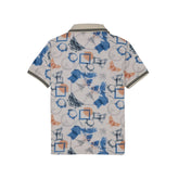 Status Quo Boys All-Over Geometric Printed Polo Collar Tshirt